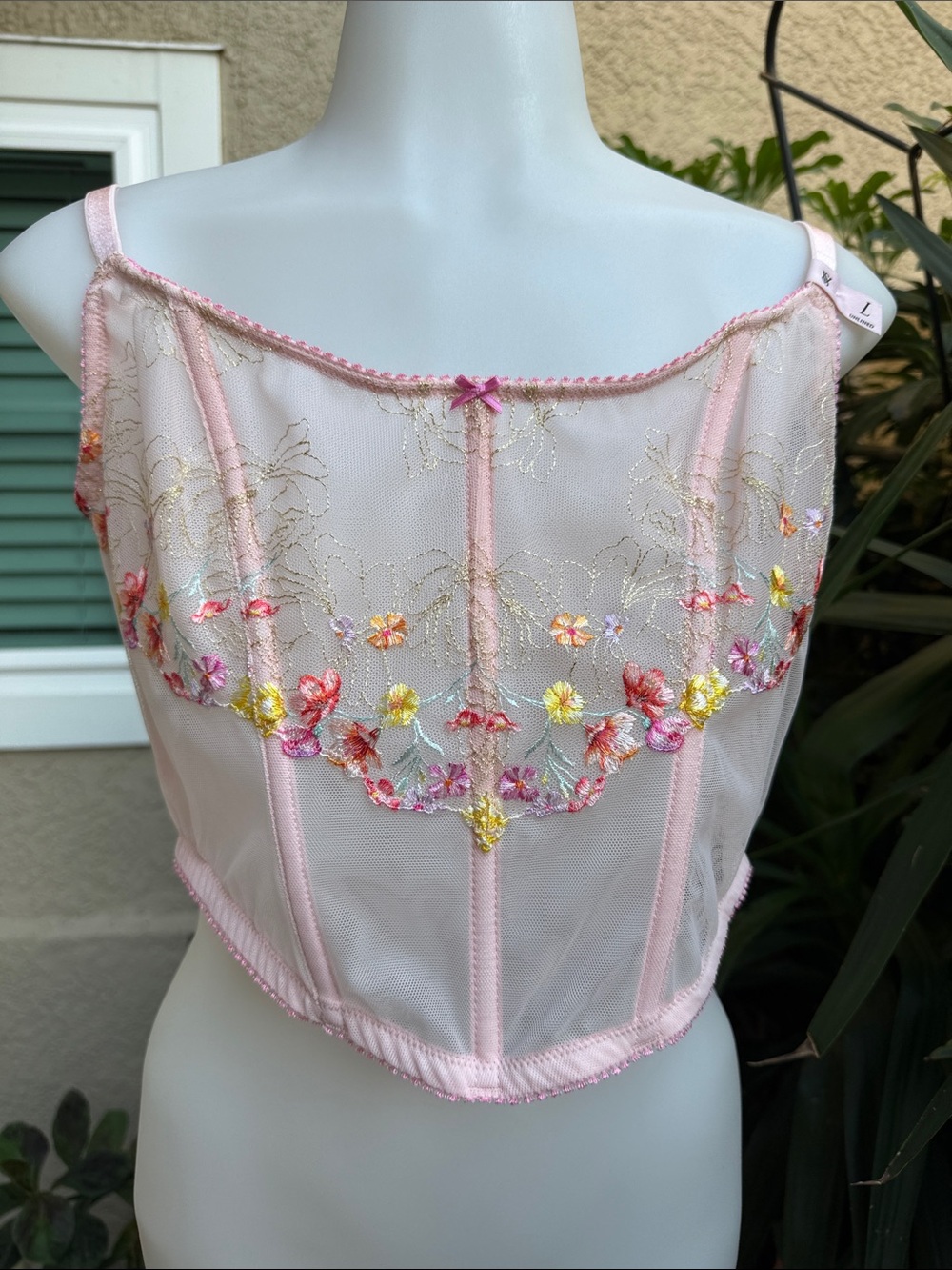 New Victoria's Secret Pink Sheer Embroidered Longline Camisole